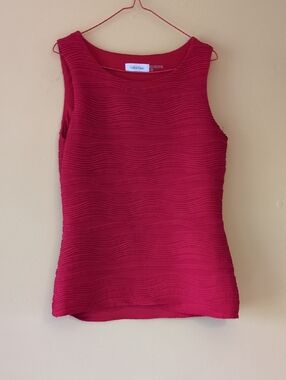 Calvin Klein Sleeveless Wave-Textured Tank Top - Hot Pink